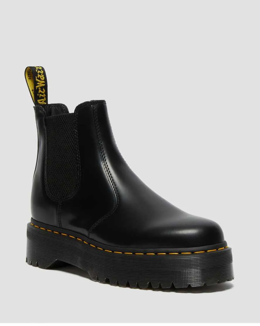 2976 Quad Leather Platform Chelsea Boots - Black Smooth