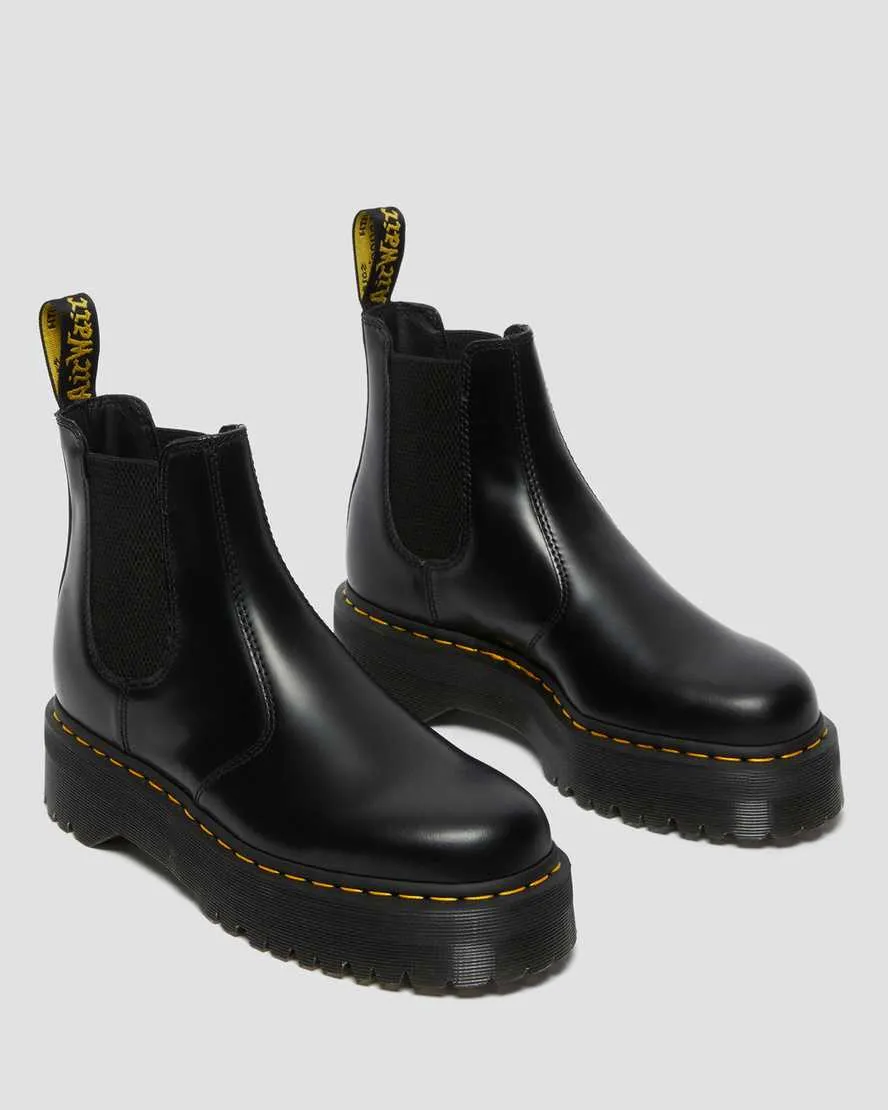 2976 Quad Leather Platform Chelsea Boots - Black Smooth