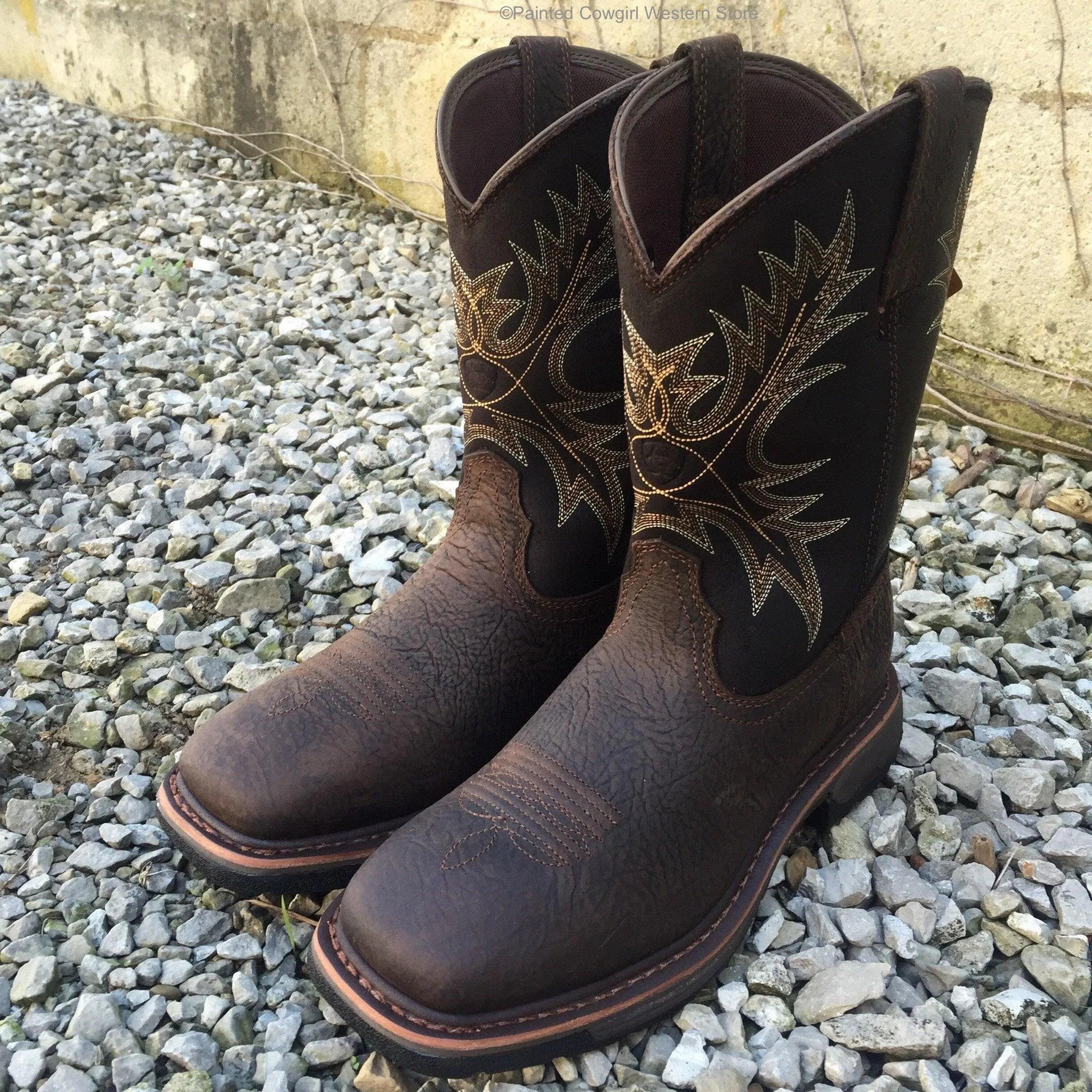 Ariat Men’s Workhog Wide Square Toe Bruin Brown Work Boots 10017436