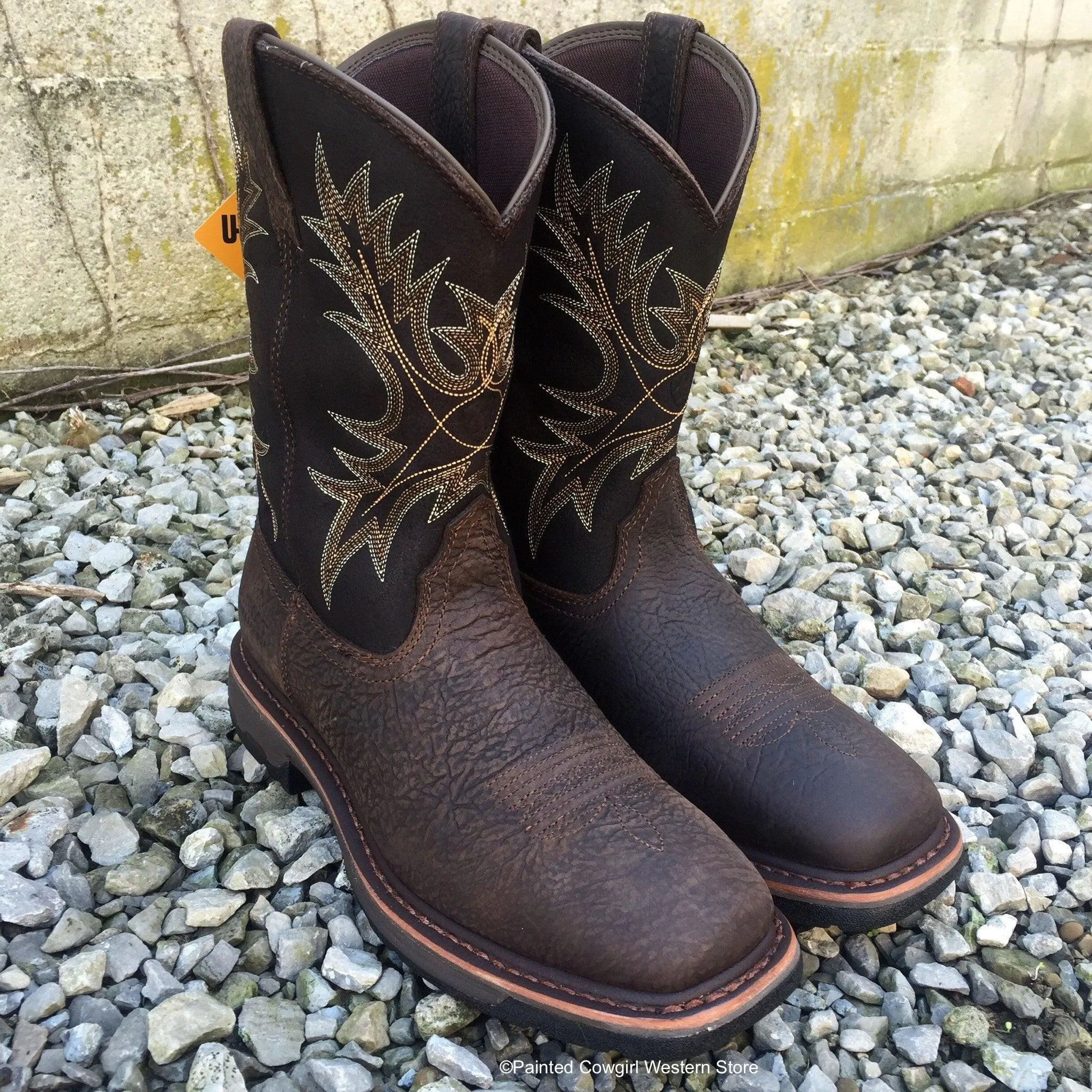 Ariat Men’s Workhog Wide Square Toe Bruin Brown Work Boots 10017436