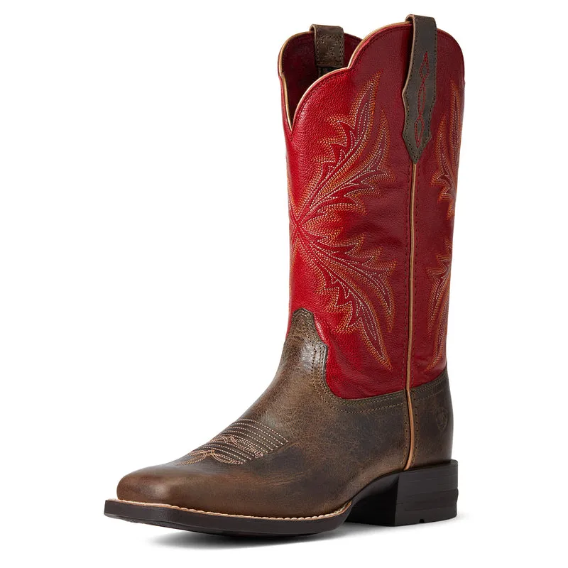 'Ariat' Women's West Bound Square Toe - Sable / Red