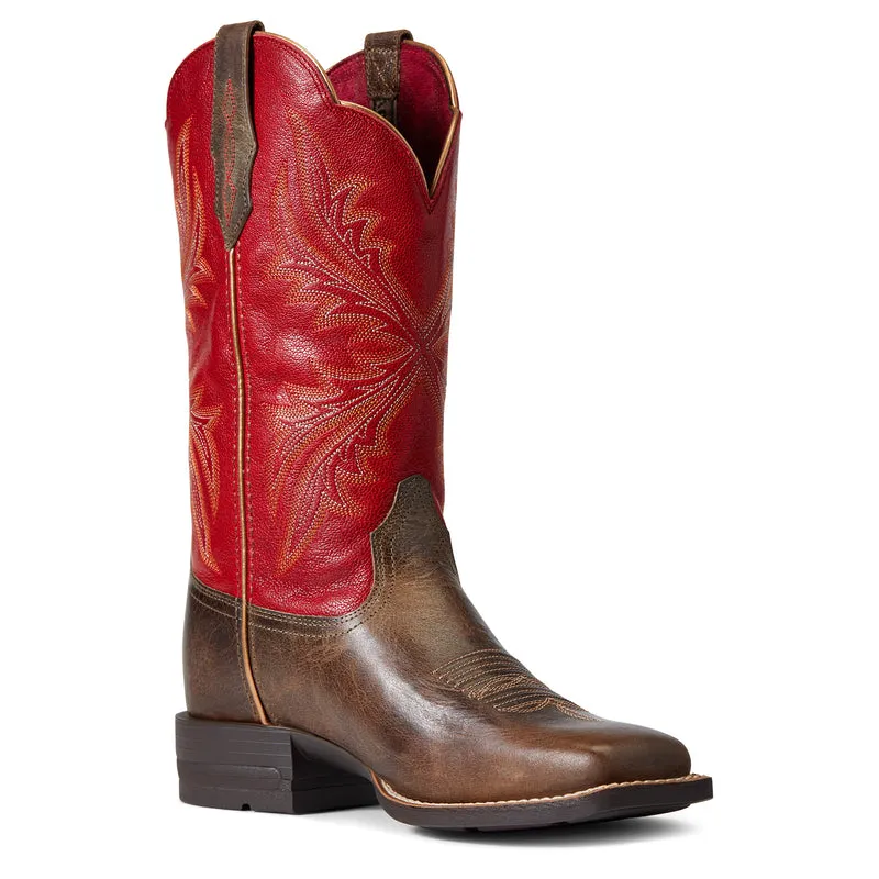 'Ariat' Women's West Bound Square Toe - Sable / Red