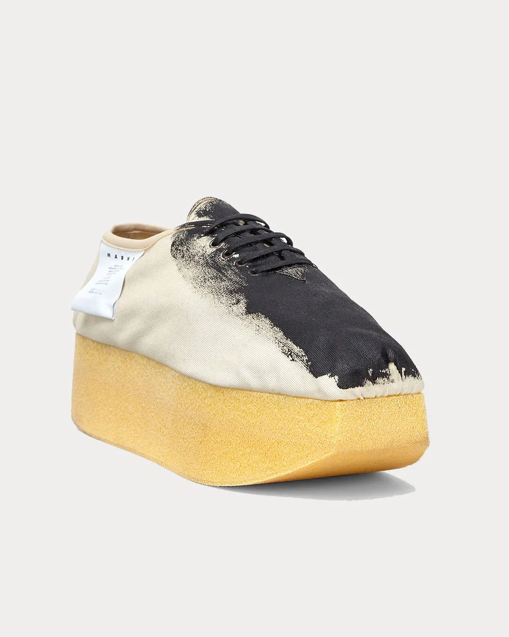 Brushstrokes Print Light Canvas Low Top Sneakers