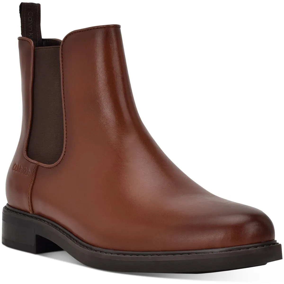 Calvin Klein Mens Fenwick Leather Ankle Chelsea Boots