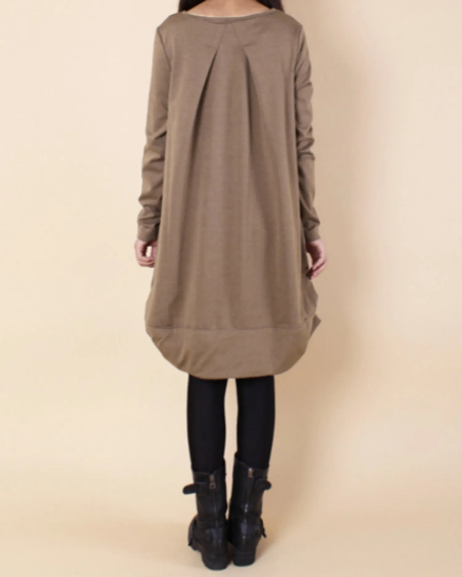 ellazhu Women's Loose Plain Round Neck Solid Pullover Dress GZ59