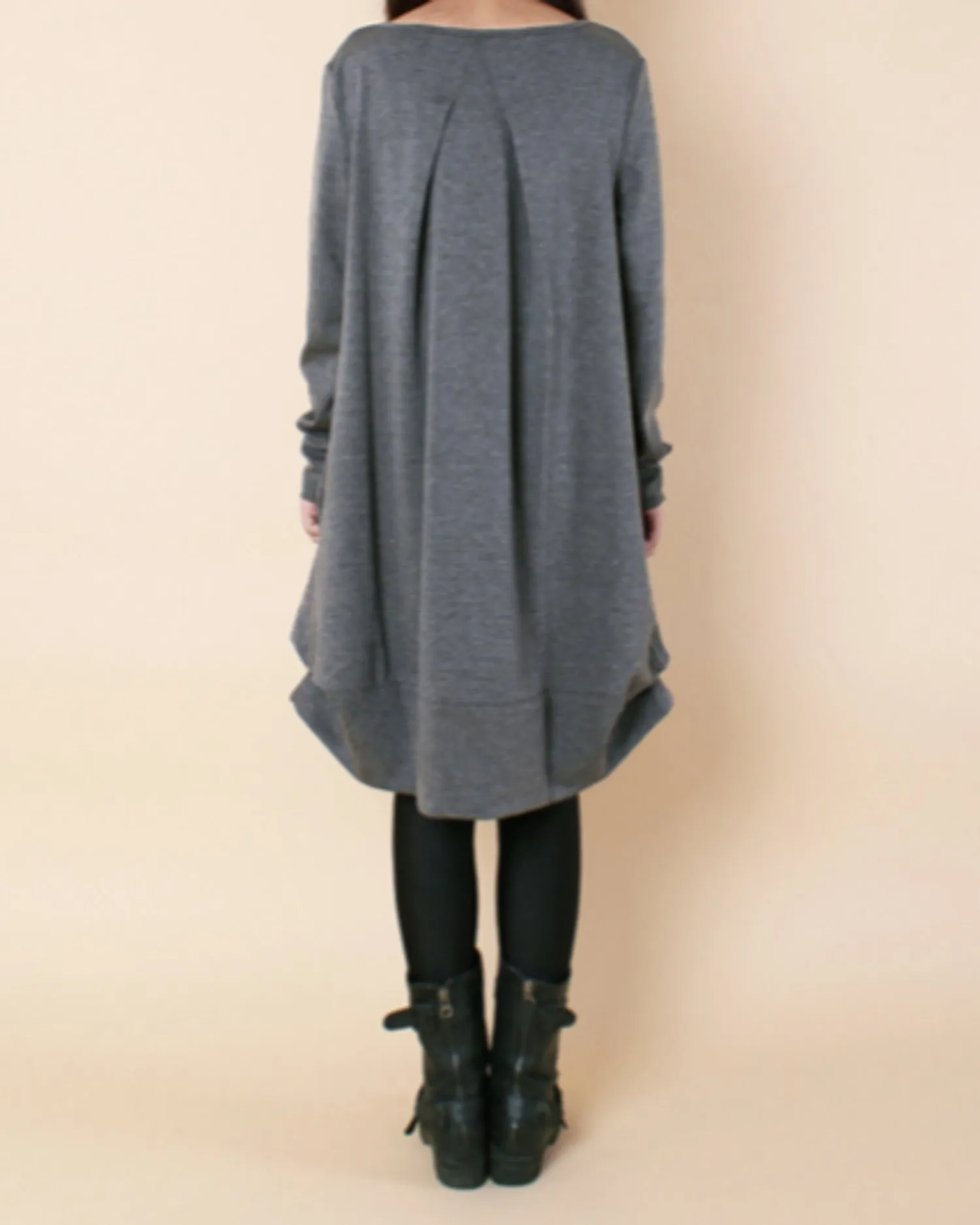 ellazhu Women's Loose Plain Round Neck Solid Pullover Dress GZ59