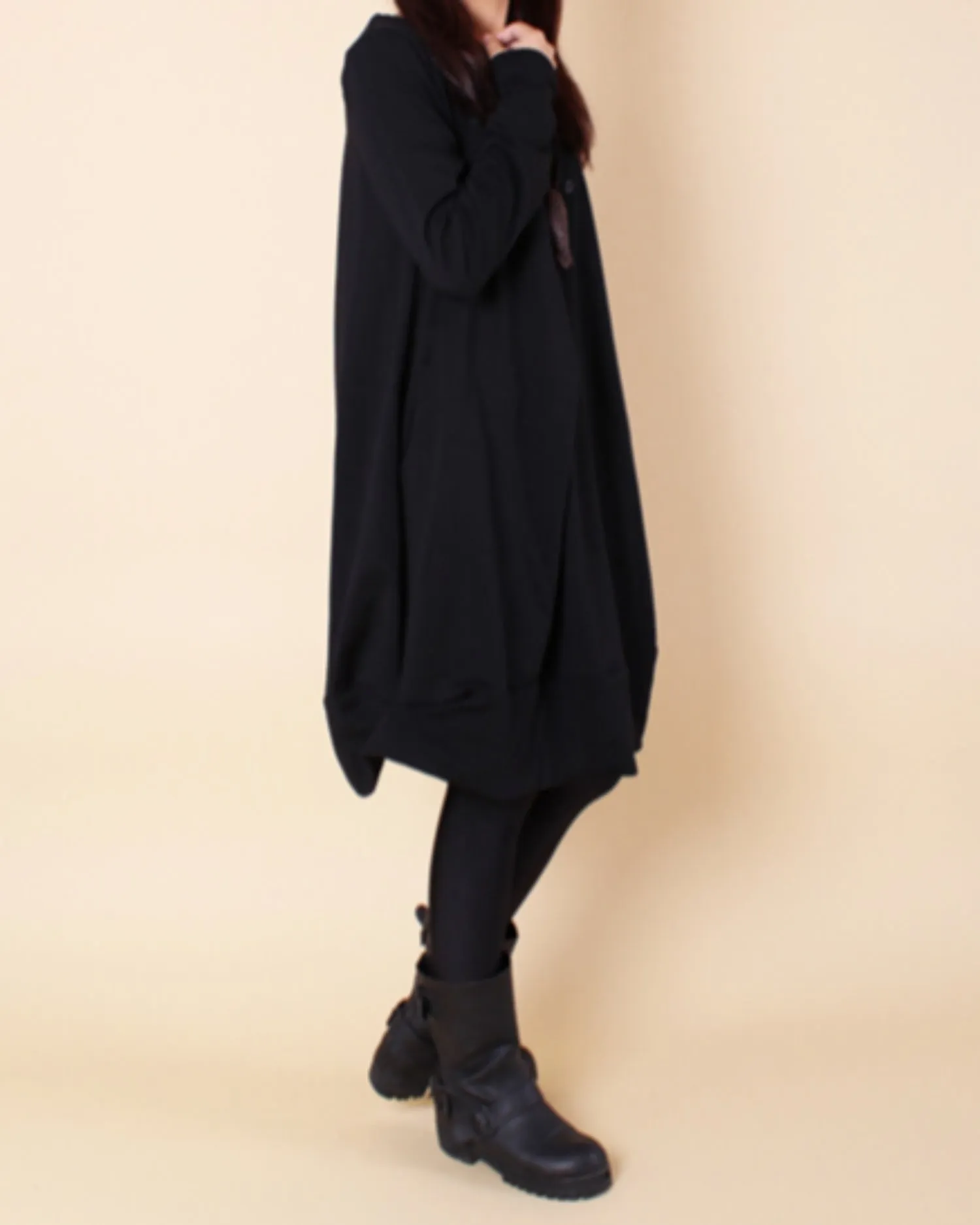 ellazhu Women's Loose Plain Round Neck Solid Pullover Dress GZ59