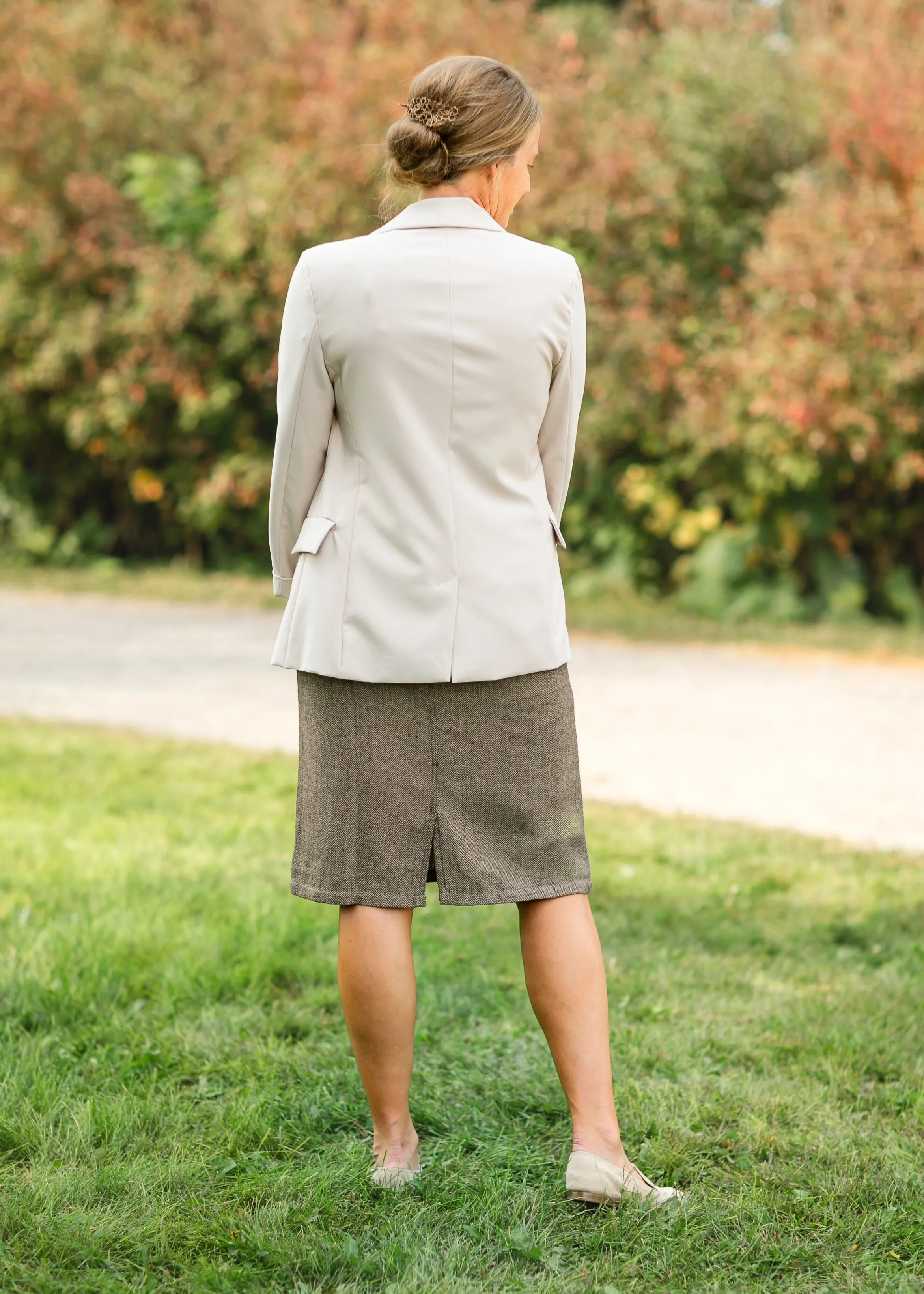 Herringbone Straight Fit Midi Skirt - FINAL SALE