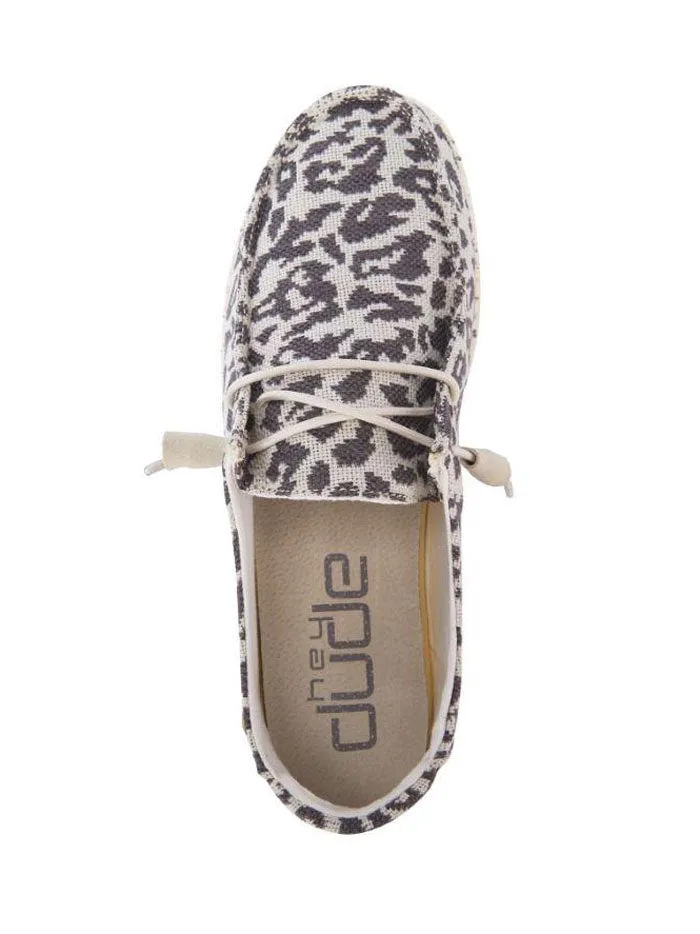 Hey Dude 121413091 Womens Wendy Wooven Shoe Cheetah Grey - 7