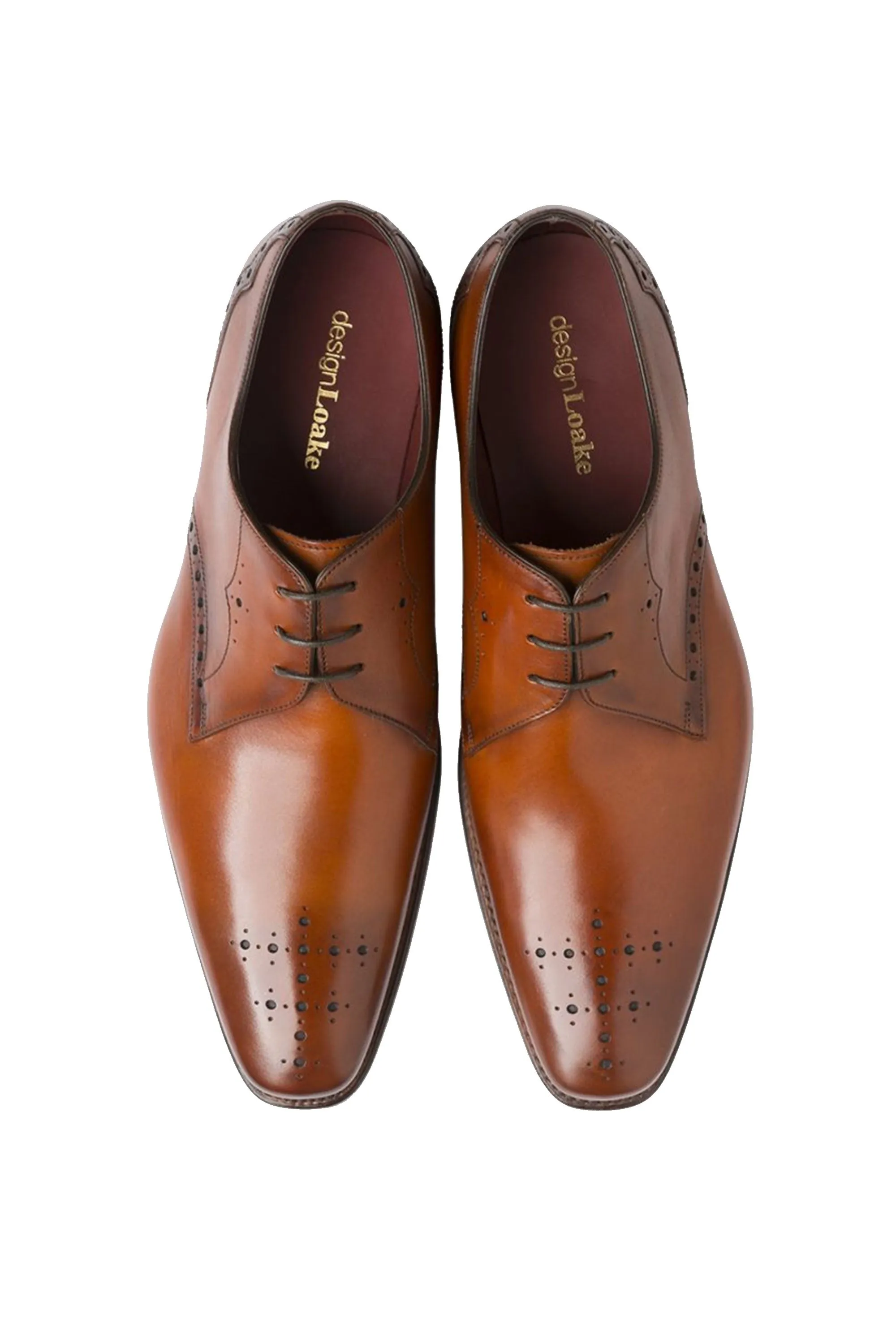 Loake Design Hannibal Calf Punched Derby Shoe Chestnut