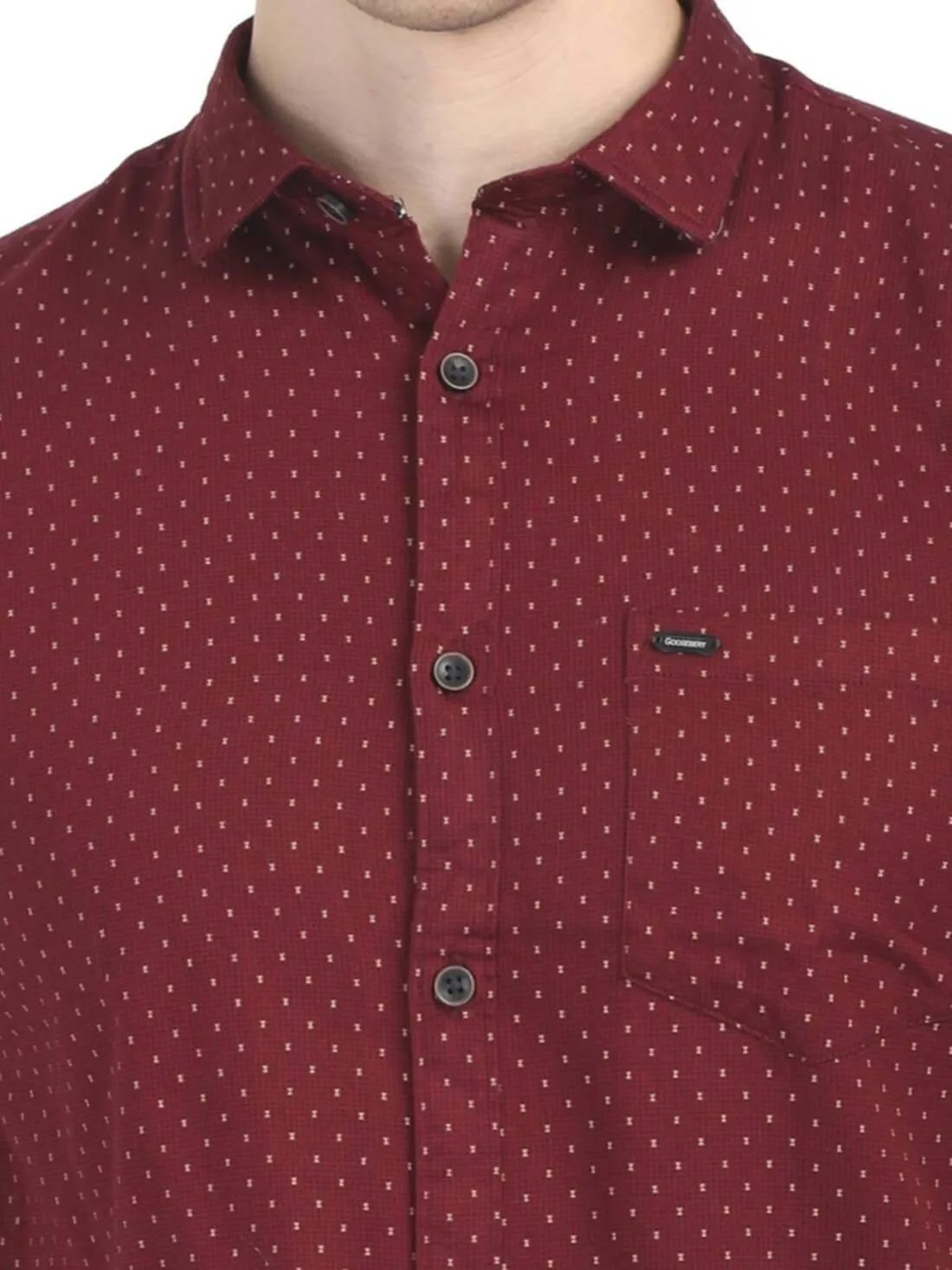 Maroon Casual Printed Shirt for Men (ESPINOSA 2225)