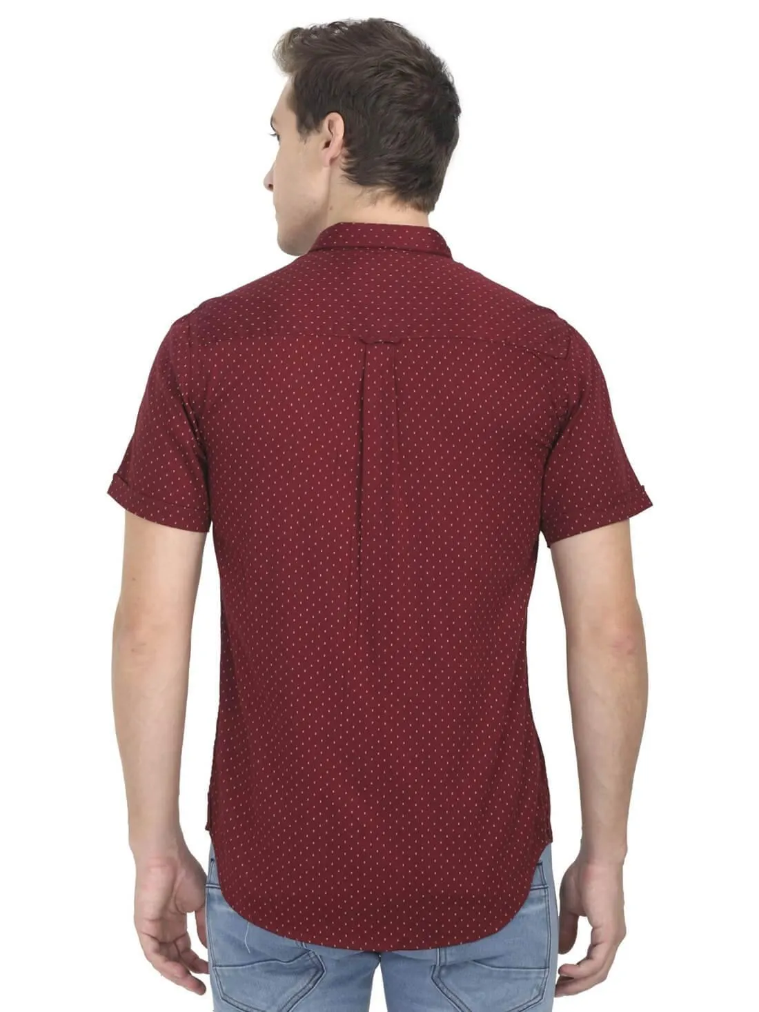 Maroon Casual Printed Shirt for Men (ESPINOSA 2225)
