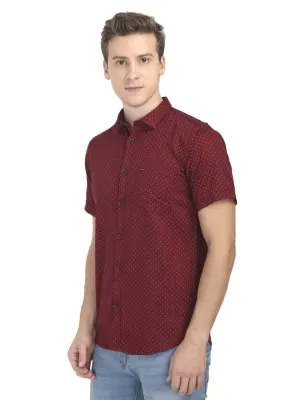 Maroon Casual Printed Shirt for Men (ESPINOSA 2225)