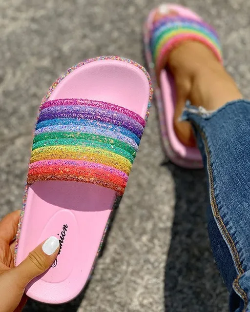 Rainbow Bling Slippers