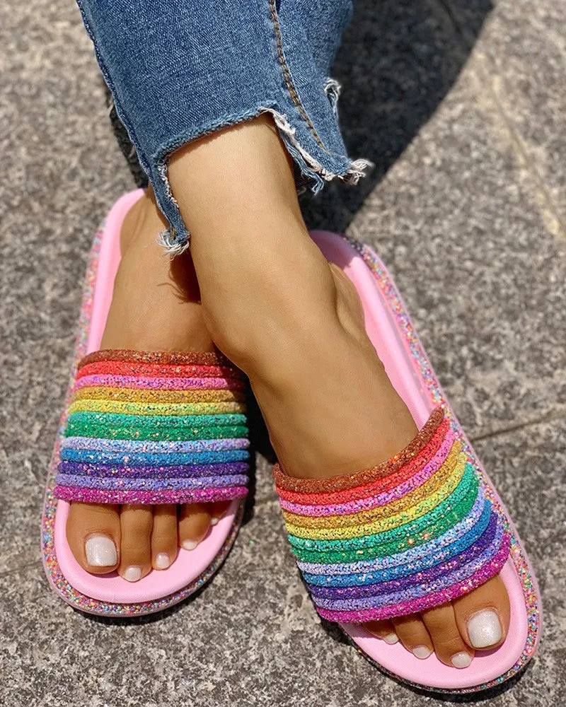 Rainbow Bling Slippers
