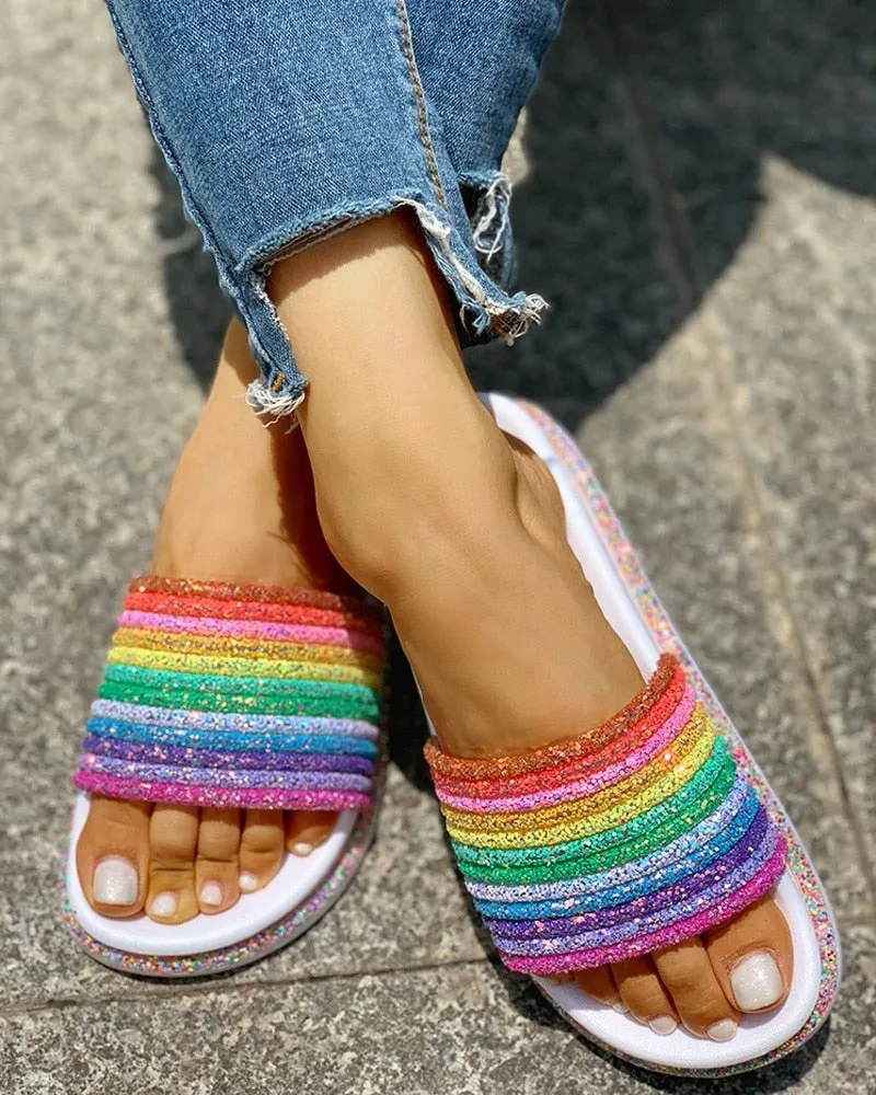 Rainbow Bling Slippers