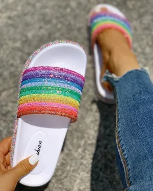 Rainbow Bling Slippers