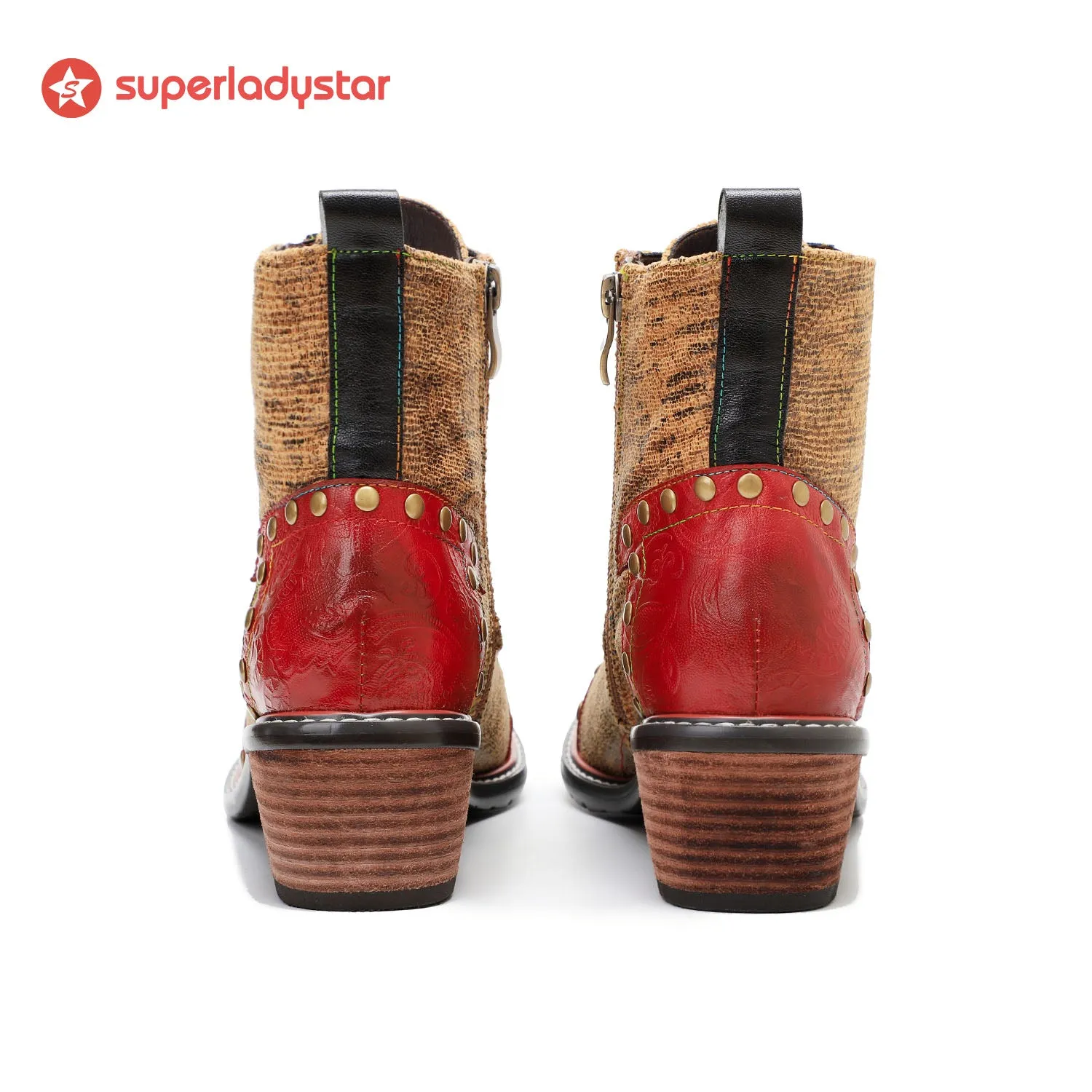 Retro Leather Patchwork Casual Comfort Booties