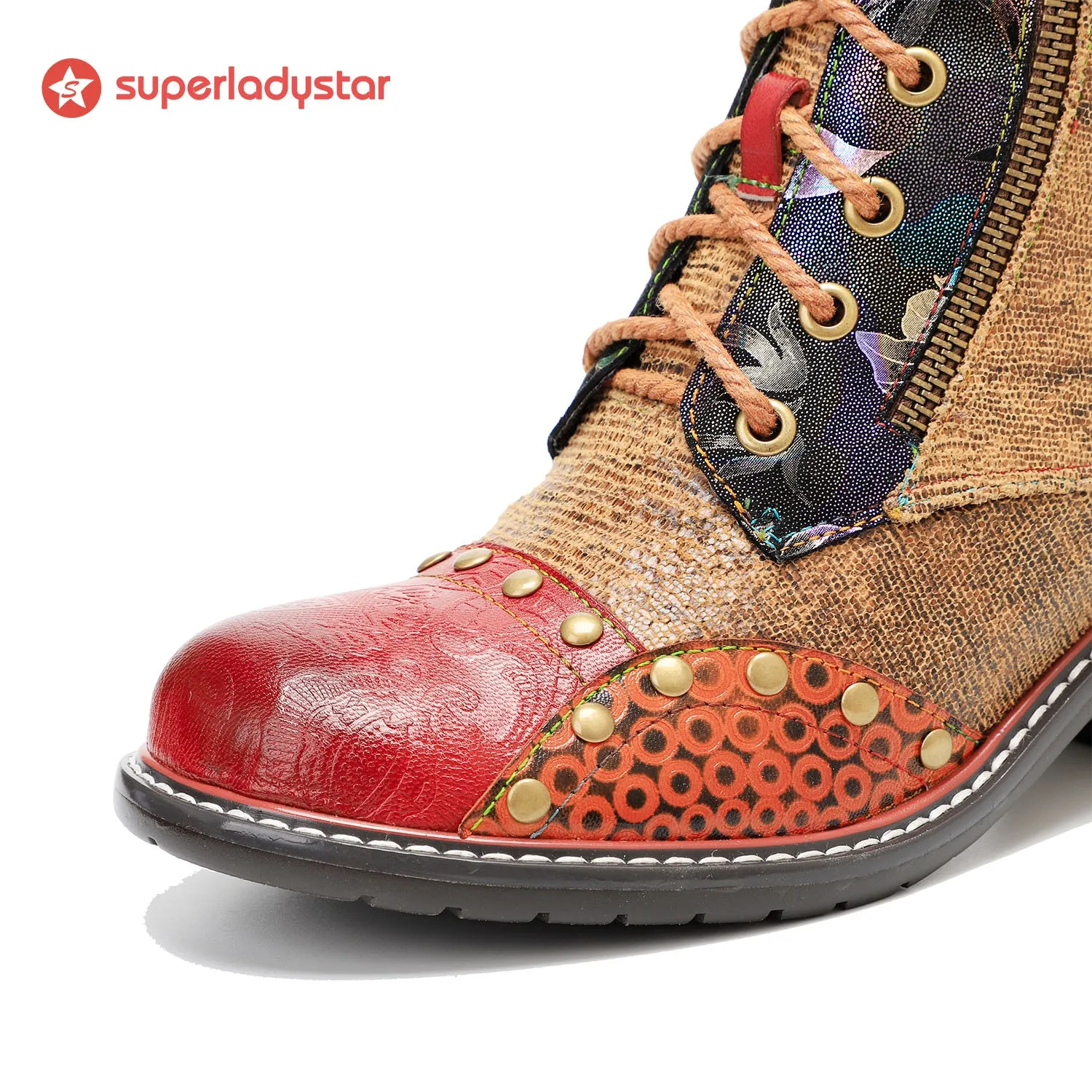 Retro Leather Patchwork Casual Comfort Booties