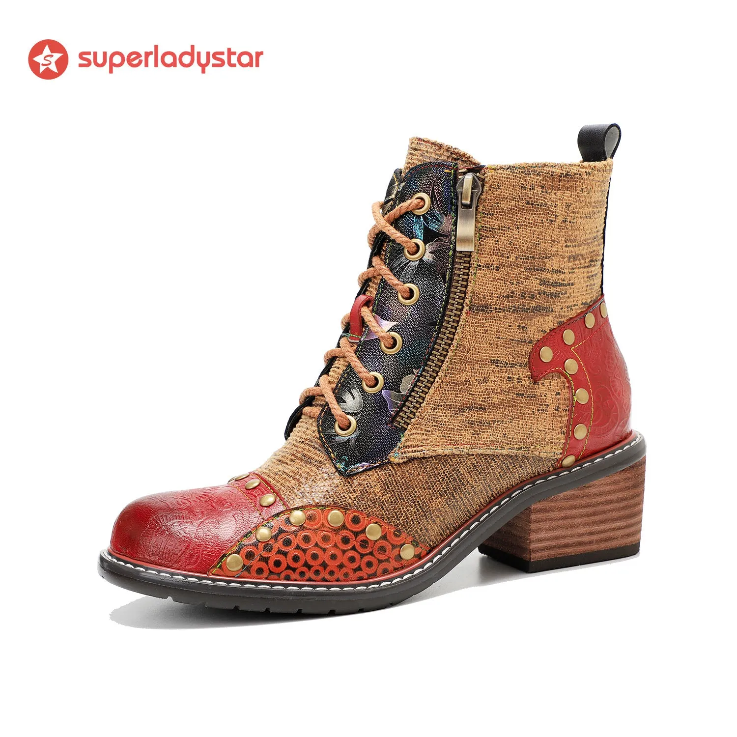 Retro Leather Patchwork Casual Comfort Booties
