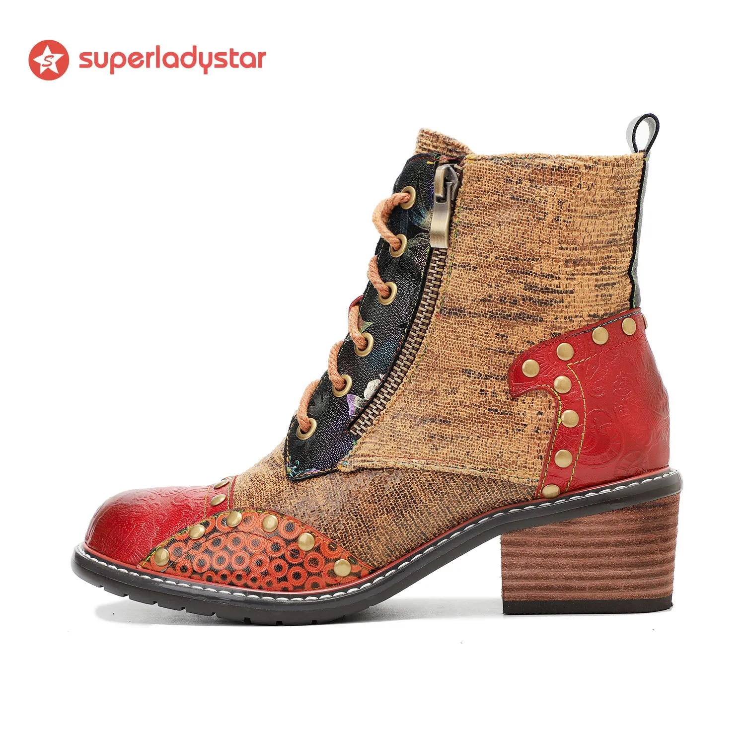 Retro Leather Patchwork Casual Comfort Booties