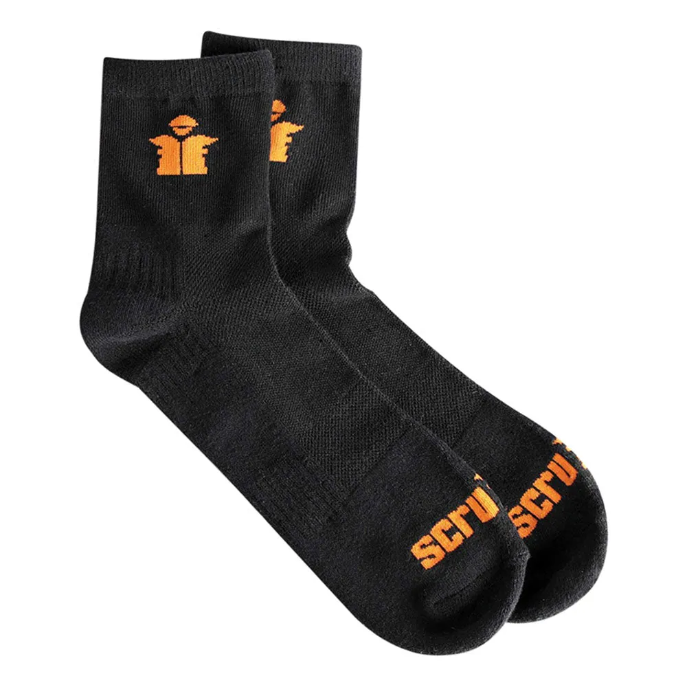 Scruffs Worker Lite Socks Black 3pk Size 7 - 9.5 / 41 - 43