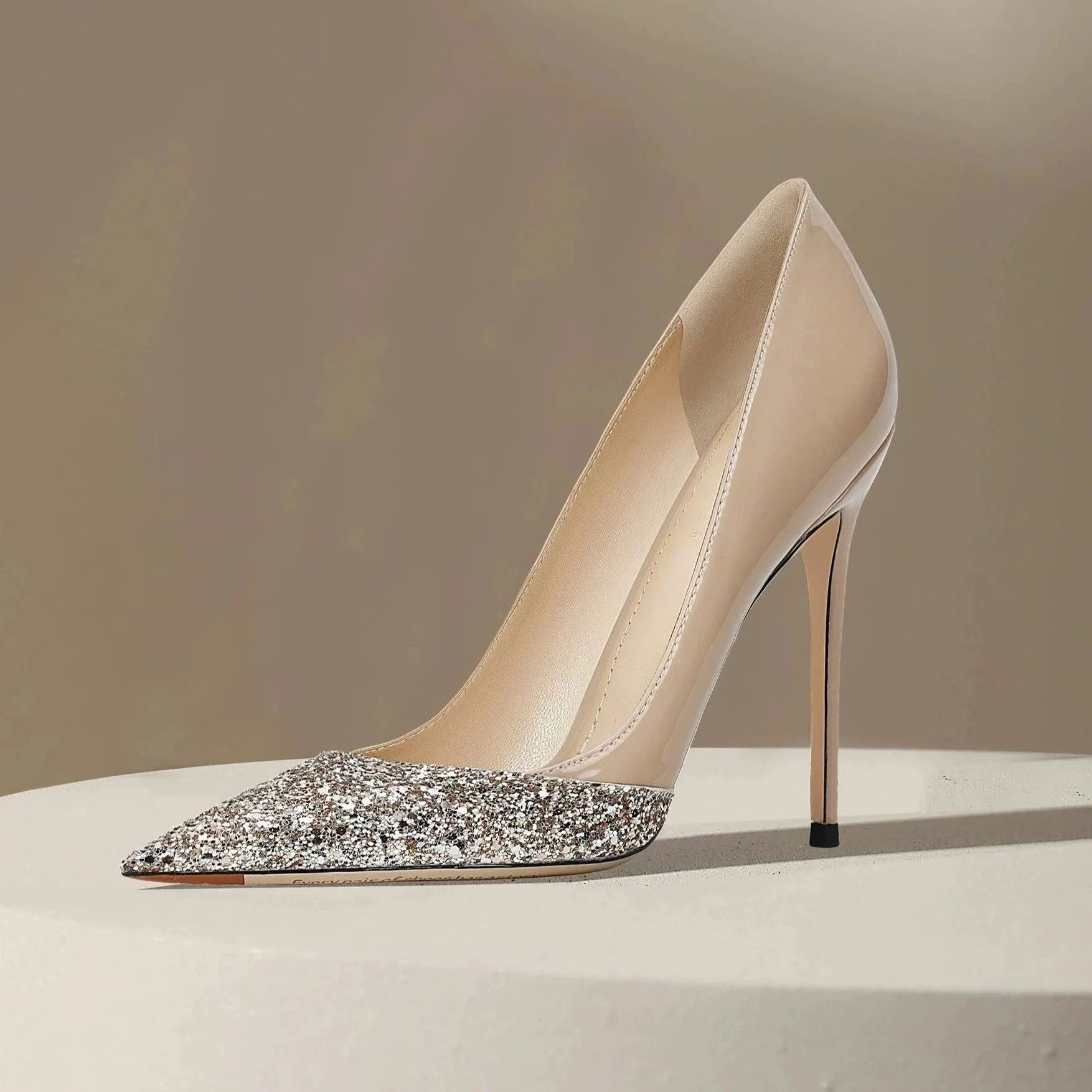 Sequined Nude Stiletto Heels