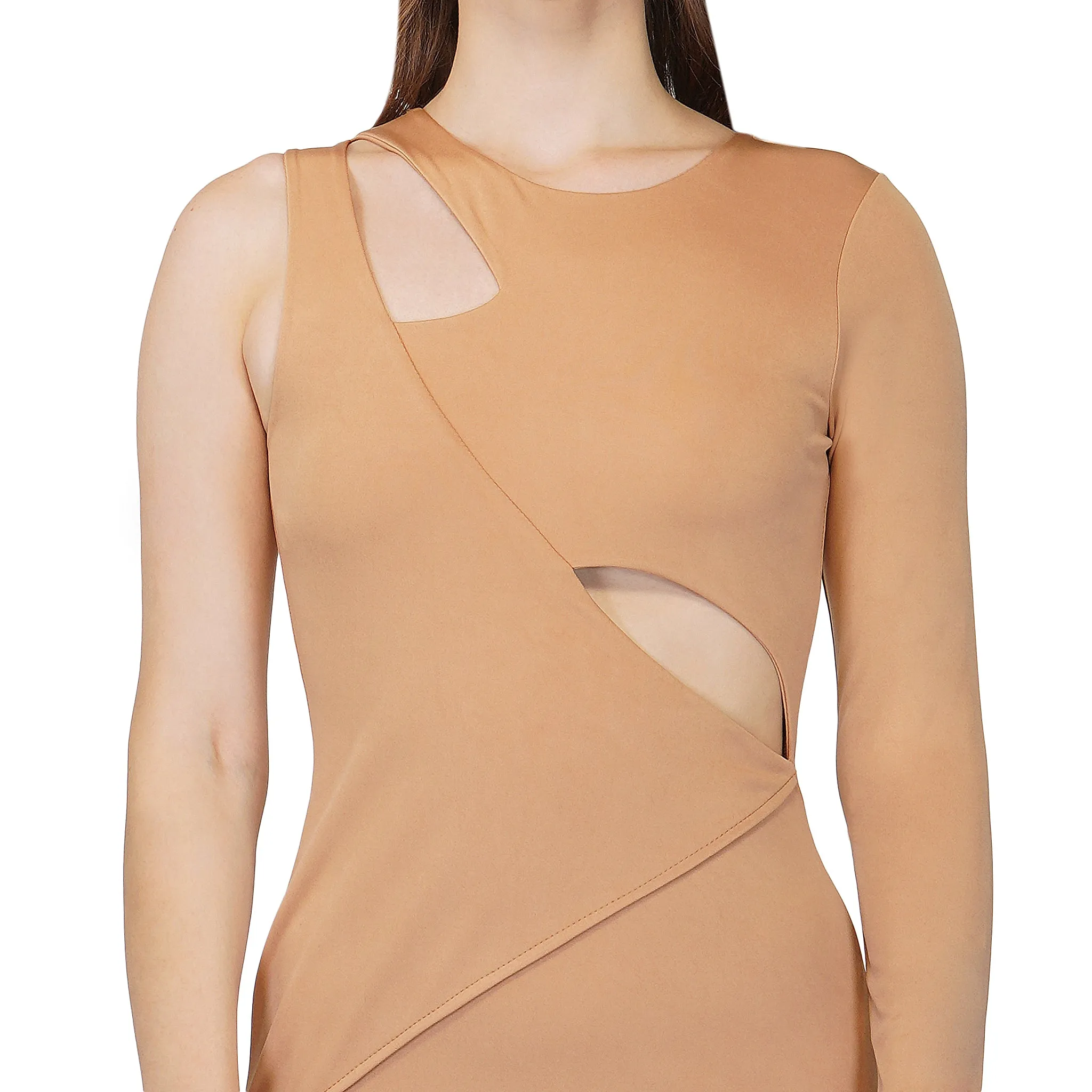 SLAY. Women's Beige Asymmetric Dress