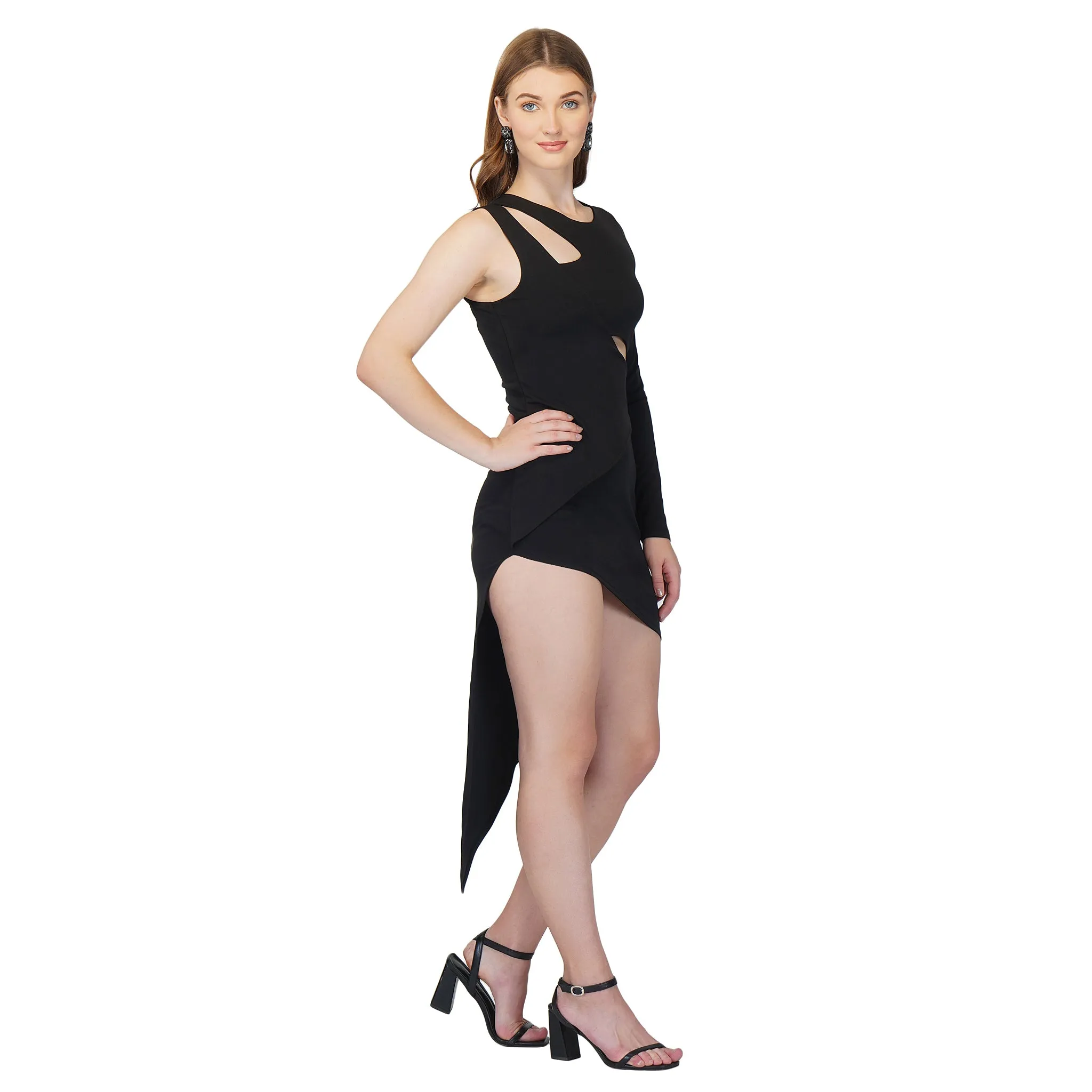 SLAY. Women's Black Asymmetric Dress