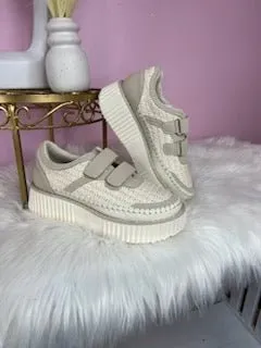 Sweet Cream Crotchet Velcro Platform Sneaker