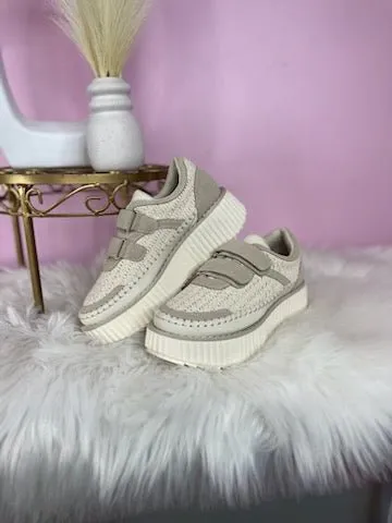 Sweet Cream Crotchet Velcro Platform Sneaker