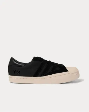 Yohji Star Leather and Suede-Trimmed Canvas  Black low top sneakers