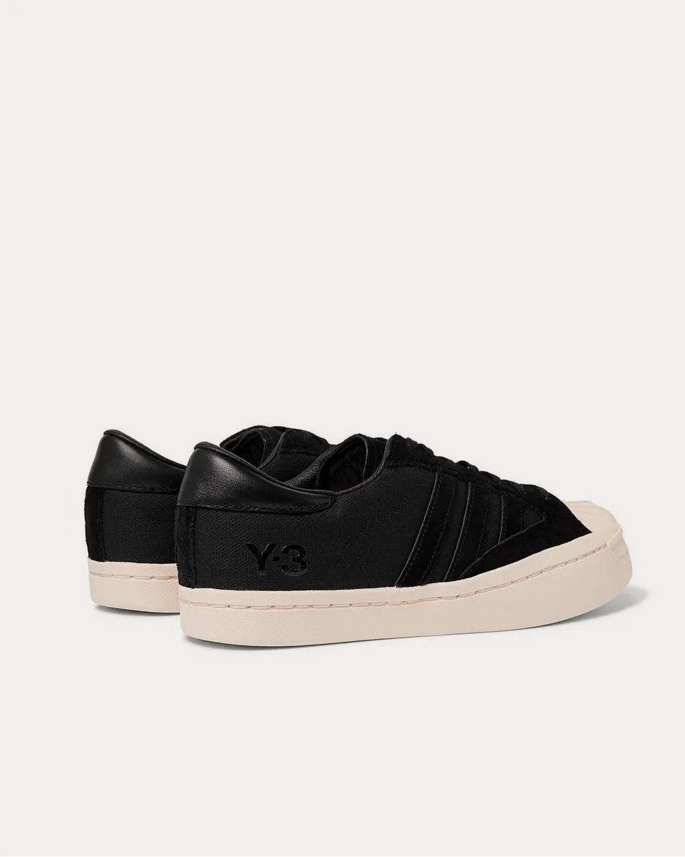 Yohji Star Leather and Suede-Trimmed Canvas  Black low top sneakers